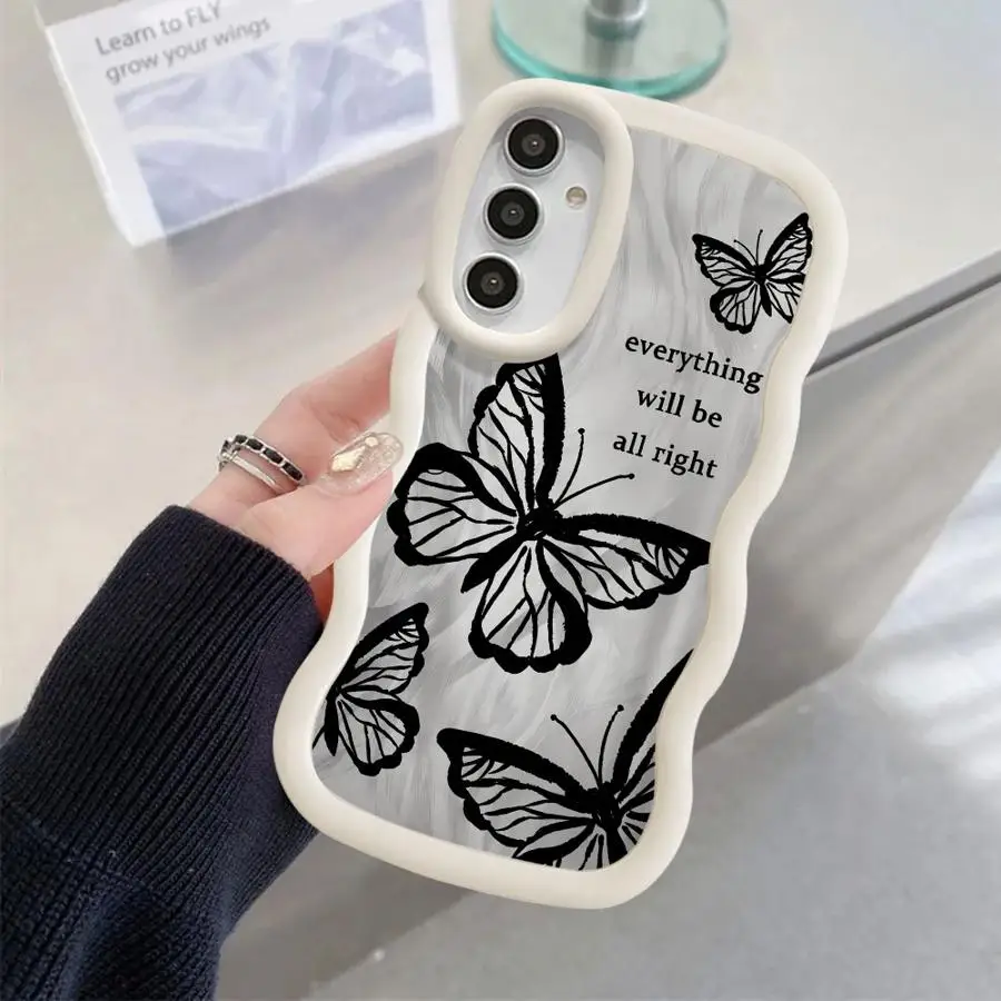 حافظة لهاتف سامسونج جالاكسي A15 A26 A34 A36 A33 A35 A16 A13 A14 A11 A12 A21s غطاء هاتف ناعم فراشة جميلة