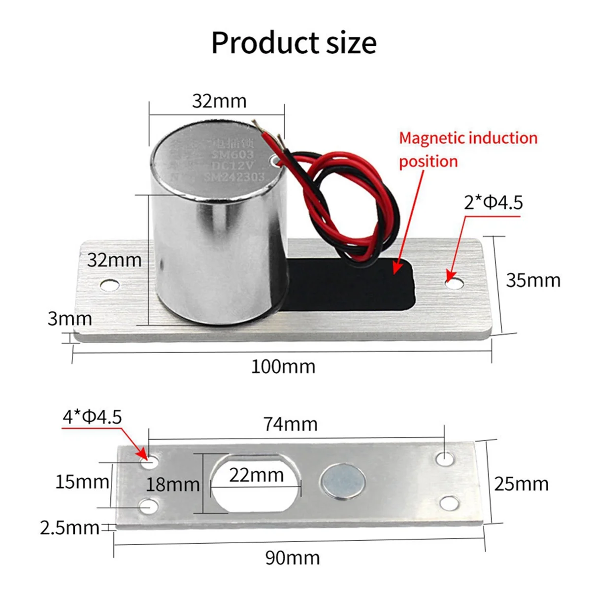 

Waterproof Electronic Drop Bolt NC Door Lock DC 12V Induction Auto Deadbolt for Enhanced Daily Security -AT93