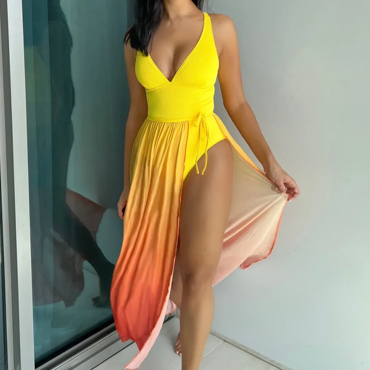 Sexy One-piece Bikini Gradual Change Two-piece Set New Beach Skirt Swimsuit Women