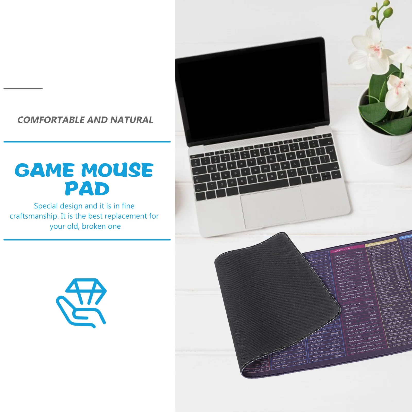 

Large Gaming Mouse Pad Xl Extra Wide Soft Elastic Desk Mat With Print For Office Work Study Travel Rubber Surface