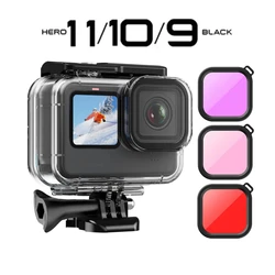 Action Camera Accessories For GoPro Hero 10 11 12Waterproof Case for Go Pro 9 Underwater Diving Cover Housing With Dive Filters