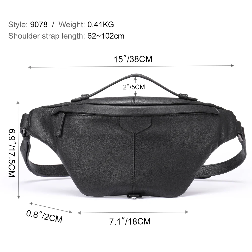 Riñonera de cuero para hombre, bolso de cintura para motocicleta