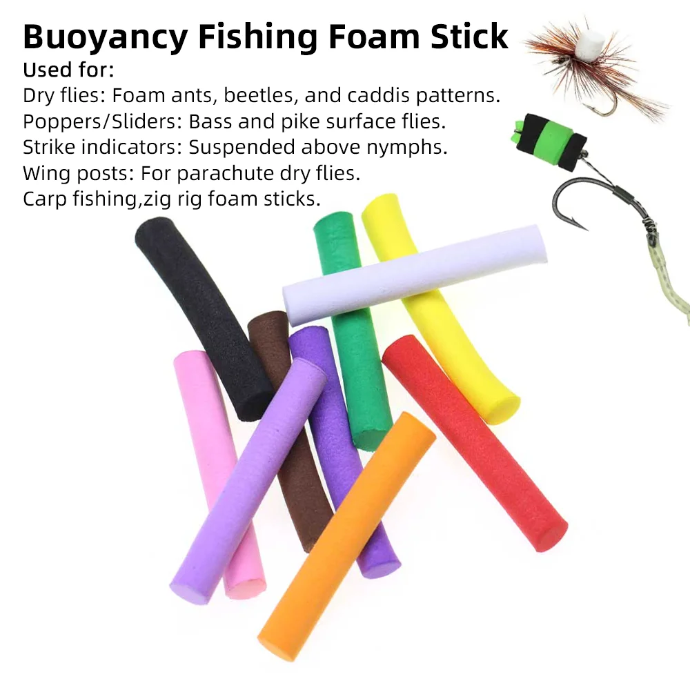 10 Stück 3mm 5mm 8mm Auftriebsschaumstäbe für Karpfenangeln, Pop-Up Zig Rig Schaumstäbe, Fliegenbindematerial für Fallschirm-Trockenfliegen – Detail 2