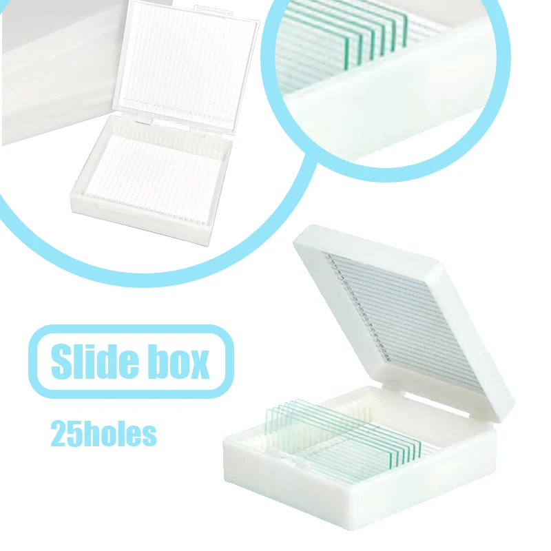 Microscope Slide Box Biological Pathology Holds Up To 25holes Slide Bio Slice Box Slot Rectangular Microscope Glass Slide Box