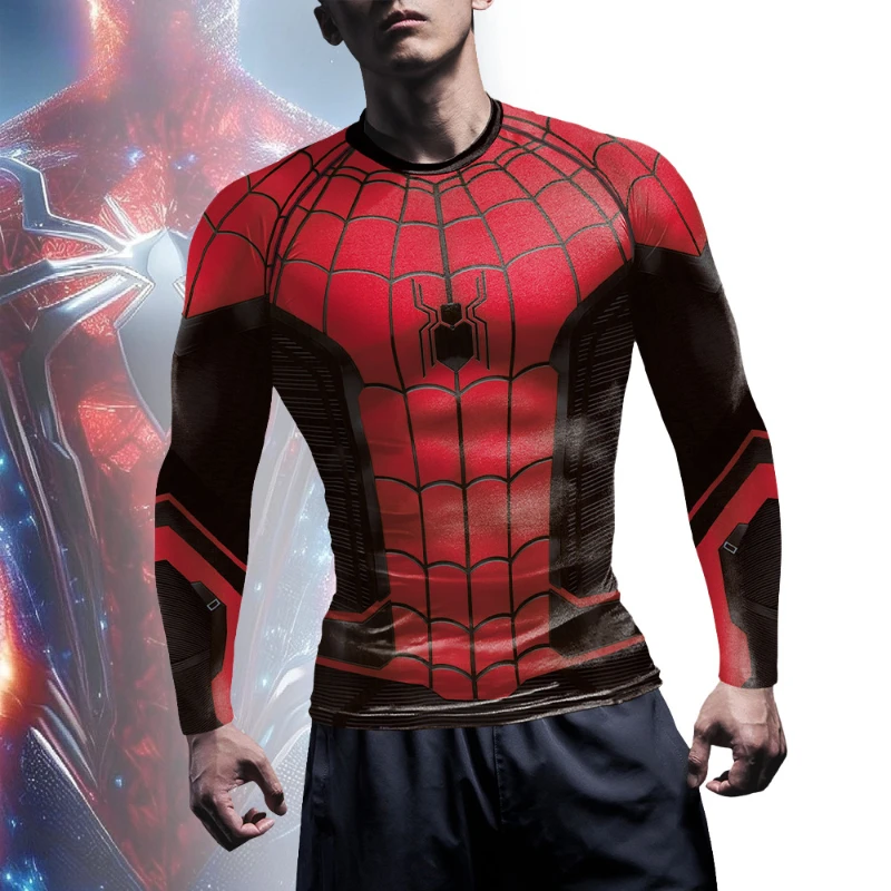 

Adult Superhero Marvel Spidermen Long Sleeve Gym Tee Compression Shirt Carnival Stage Performance Party Cosplay Costumes