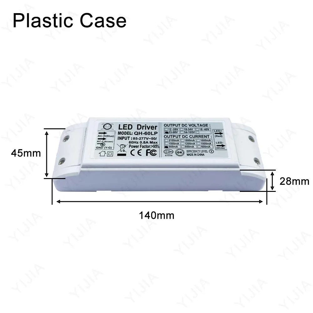 Driver LED 40W42W45W48W50W60W DC54-96V 36-65V 18-39V 18-30V 900mA 1500mA 2100mA trasformatore di illuminazione Alimentatore luce fai-da-te