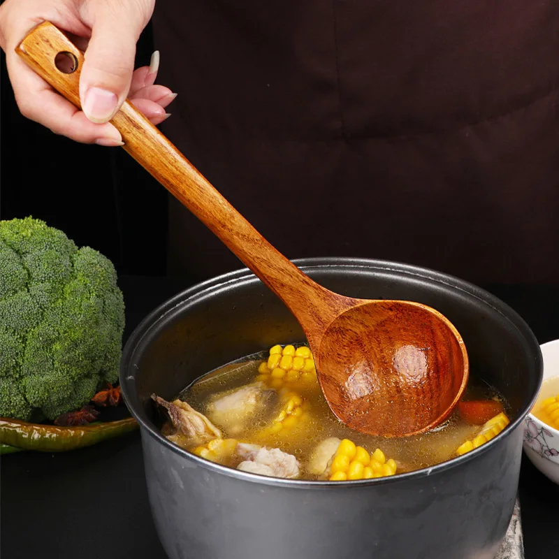 

Long Handle Wooden Soup Spoons Natural Wood Cooking Spoon Cooking Utensil Serving Spoon Tableware For Kitchen Restaurant