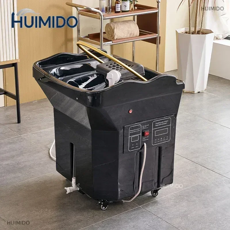 Head Spa bed  with water tank mobile shampoo chair basin black Portable shampoo basin