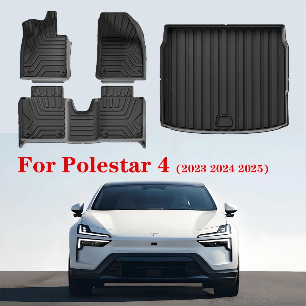 

Автомобильные коврики для Polestar 4 2023 2024 2025, коврик для багажника, водонепроницаемый нескользящий коврик для ног, LHD TPE, автомобильные ковры, интерьер