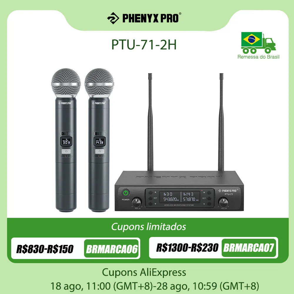 

Phenyx Pro UHF двойная беспроводная микрофонная система профессиональная регулируемая прочная металлическая конструкция 100 м для церковного, пения, караоке