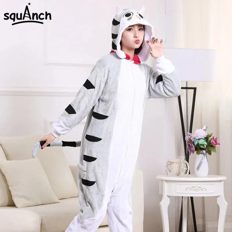 l2025l New Cosplay Kawaii Cat Onesie With Slippers Kitty Pajama Animal Kigurumis Women Girl Adult Overall Winter Warm Soft Homew view 4