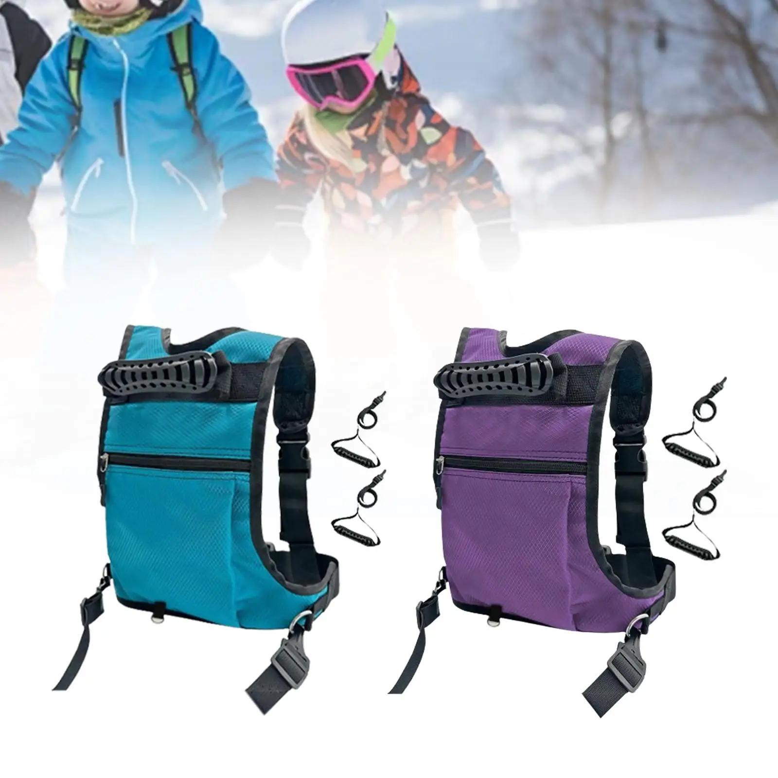 Ski and Snowboard Harness for Kids Ski Traction Rope Premium Ski Leash Backpack for Skateboarding Winter Sports Roller Skating