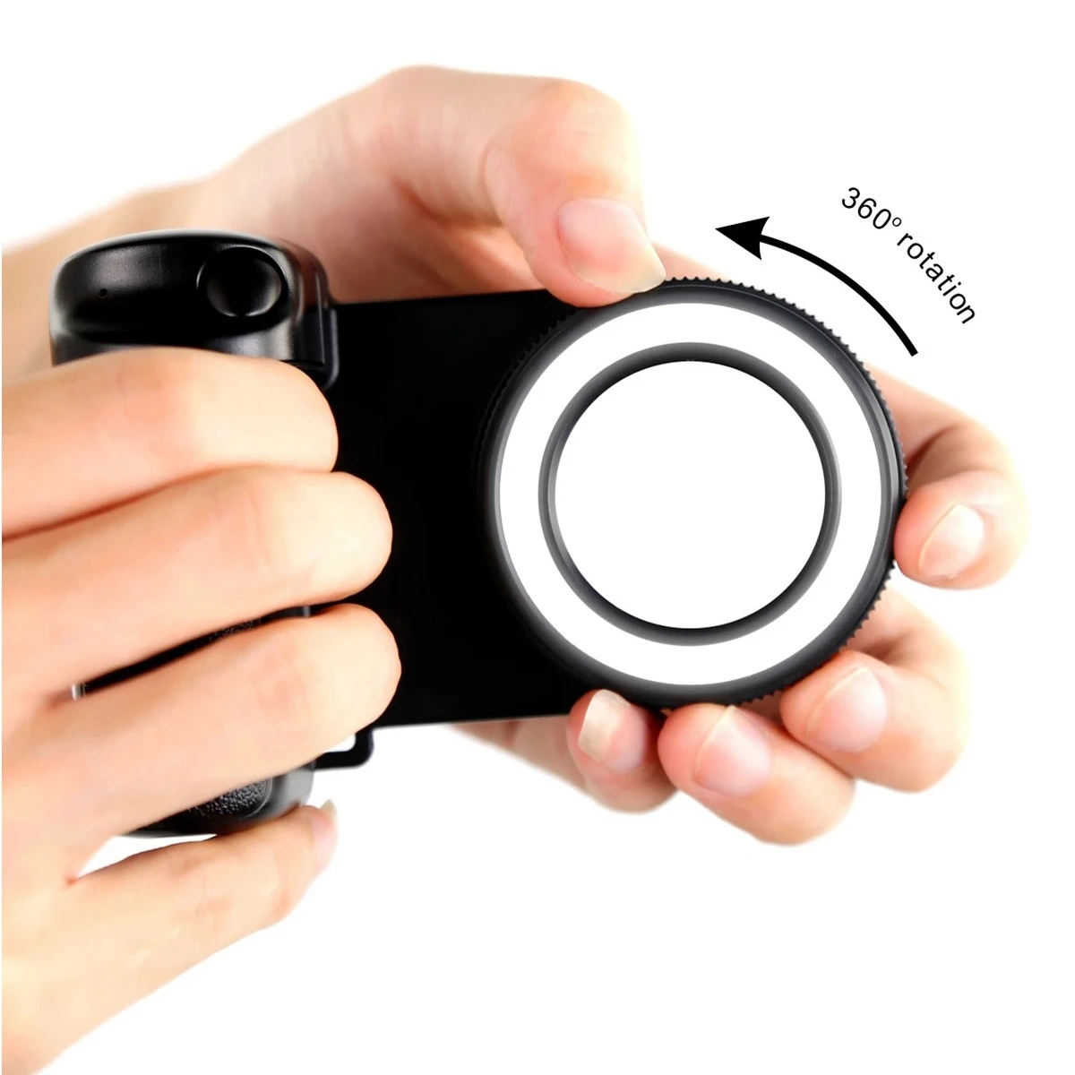 مقبض سيلفي للهاتف الذكي، مقبض مصراع كاميرا BT، مثبت صور الكاميرا مع ضوء ملء للهاتف Android ISO