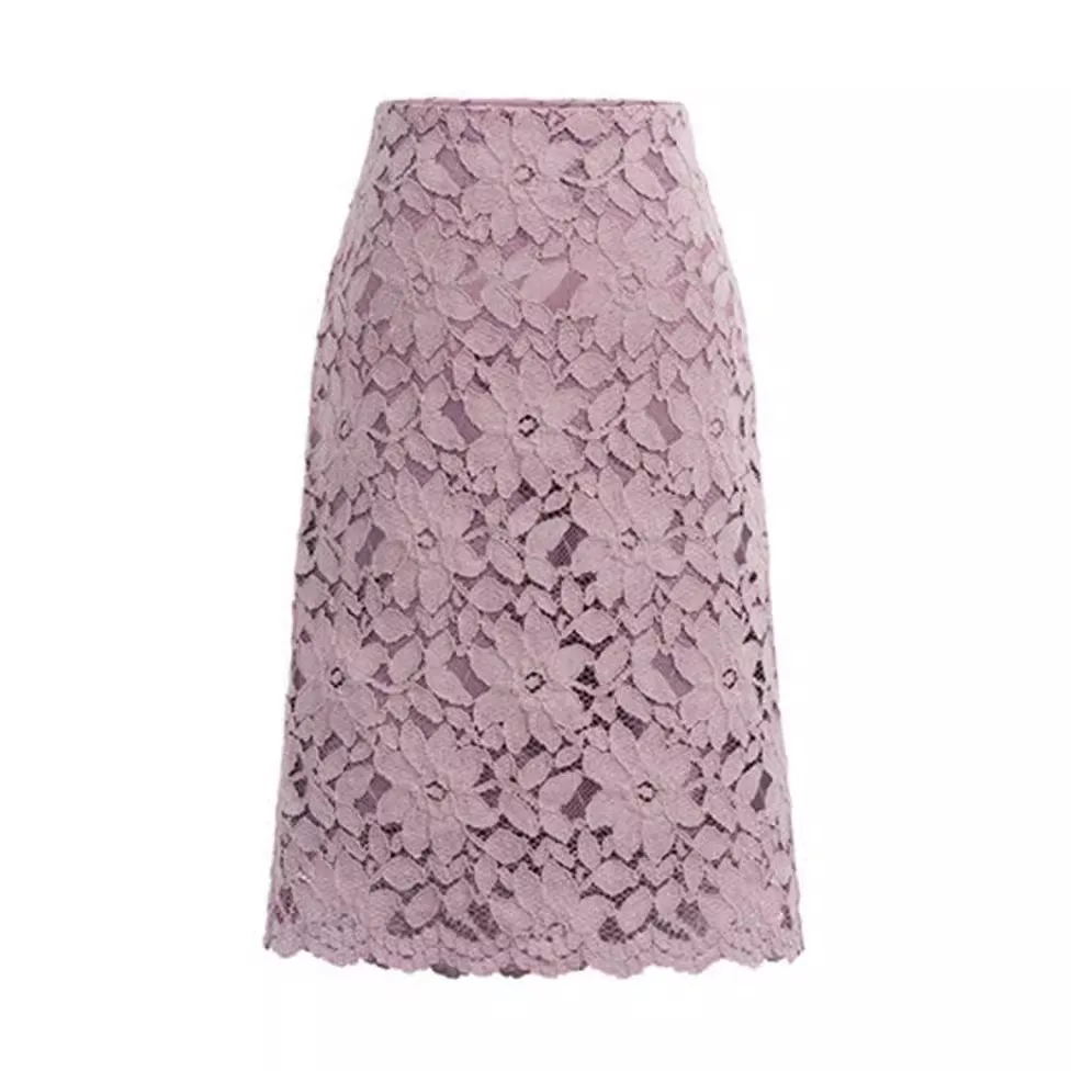 

Women's Solid Color Lace Patchwork Floral Skirt for Autumn 2024