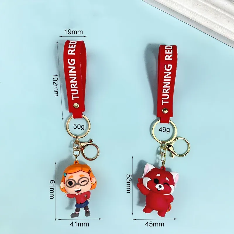 New  Cartoon Turning Red Gnomes Keychain Pendant Bag Car Keychain Accessories Valentine\'s Day Wedding Anniversary Birthday Gift