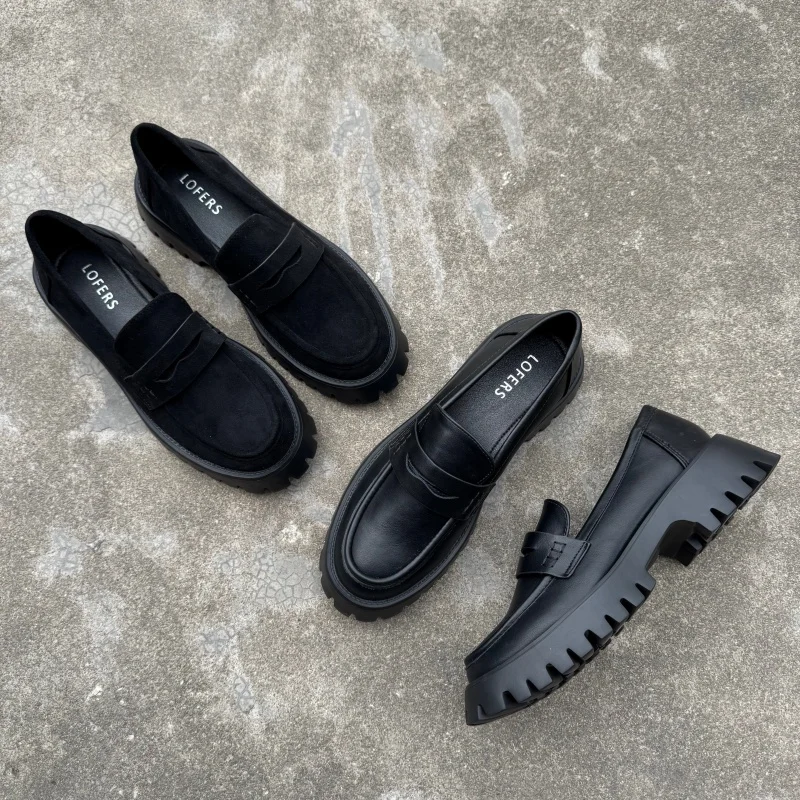 

Женские лоферы на каблуке Bla Thi, осень-зима, новые женские облегающие туфли на массивном каблуке Single oes Briti Sle, большие размеры