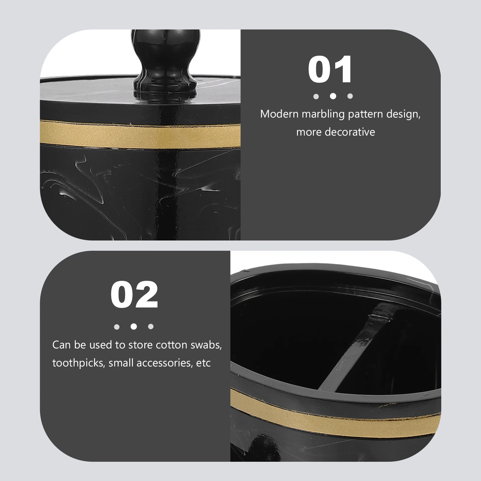 

Round Cotton Swab Box Home Furnishing Travel Compartment Resin Toothpick Holder