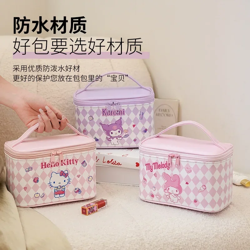 

Sanrio hello kitty cartoon cute large capacity makeup cosmetic bag PU travel handbag storage wash bag handbag