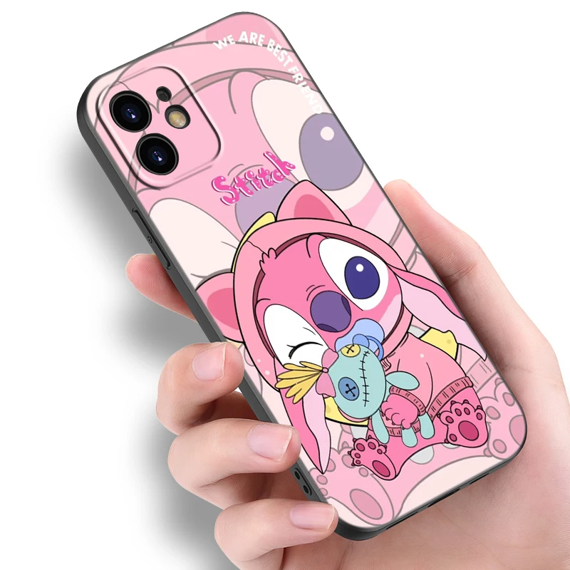 Disney Cute Kawaii Stitch Black Phone Case For Huawei Pura70 Pro Plus P60 Pro P50 P40 P30 P20 Pro P10 Lite PSmart Z PSmart 2021