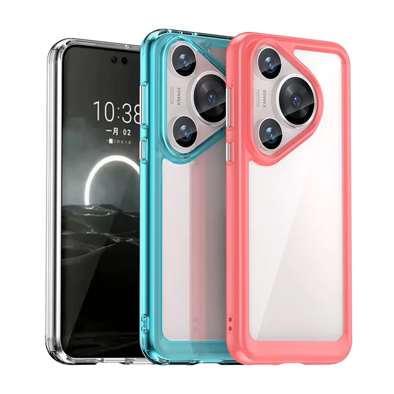 Funda transparente de TPU para móvil, carcasa protectora colorida para Huawei Pura 70 Pro P70 P60, nueva