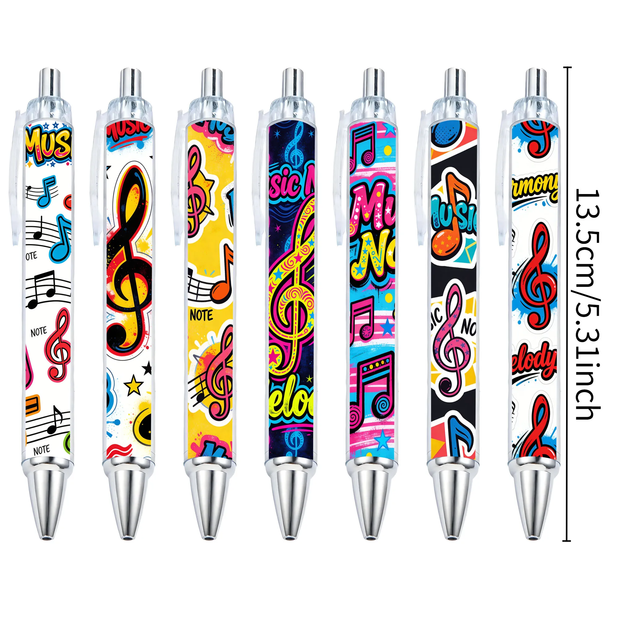 7pcs music note theme press ballpoint pen for students in the new school season, music student specific note ballpoint pen