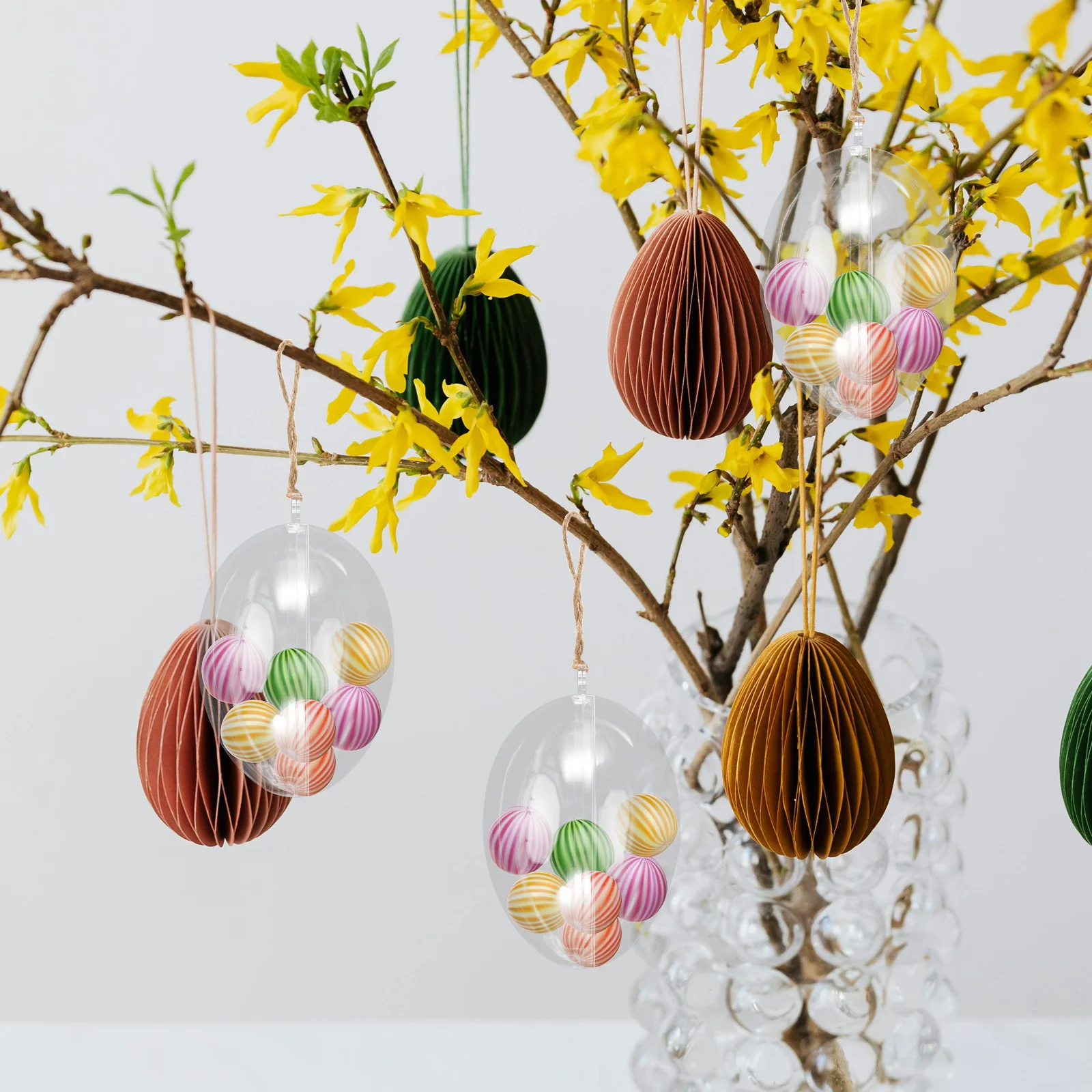 

12pcs Egg Shaped Empty Ball Clear Plastic Fillable Ornaments For Diy Easter Christmas Wedding Party Decor Xmas Candy Boxes Tree