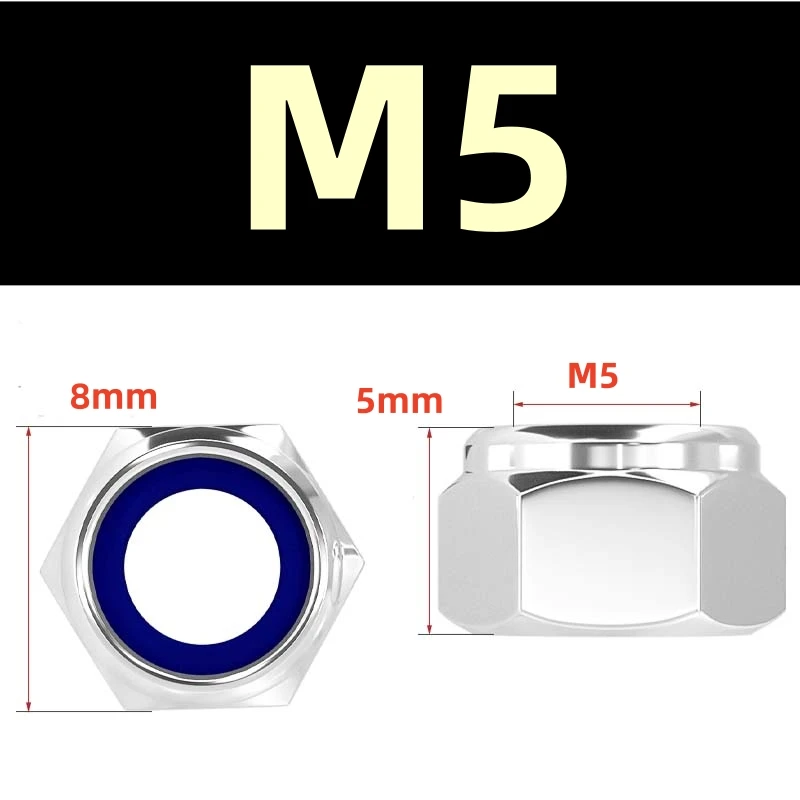 صواميل قفل إدراج النايلون DIN985 صامولة نايلوك ذاتية القفل DIY |   M2 M2.5 M3 M4 M5 M6 M8 M10 M12 M16 -TG