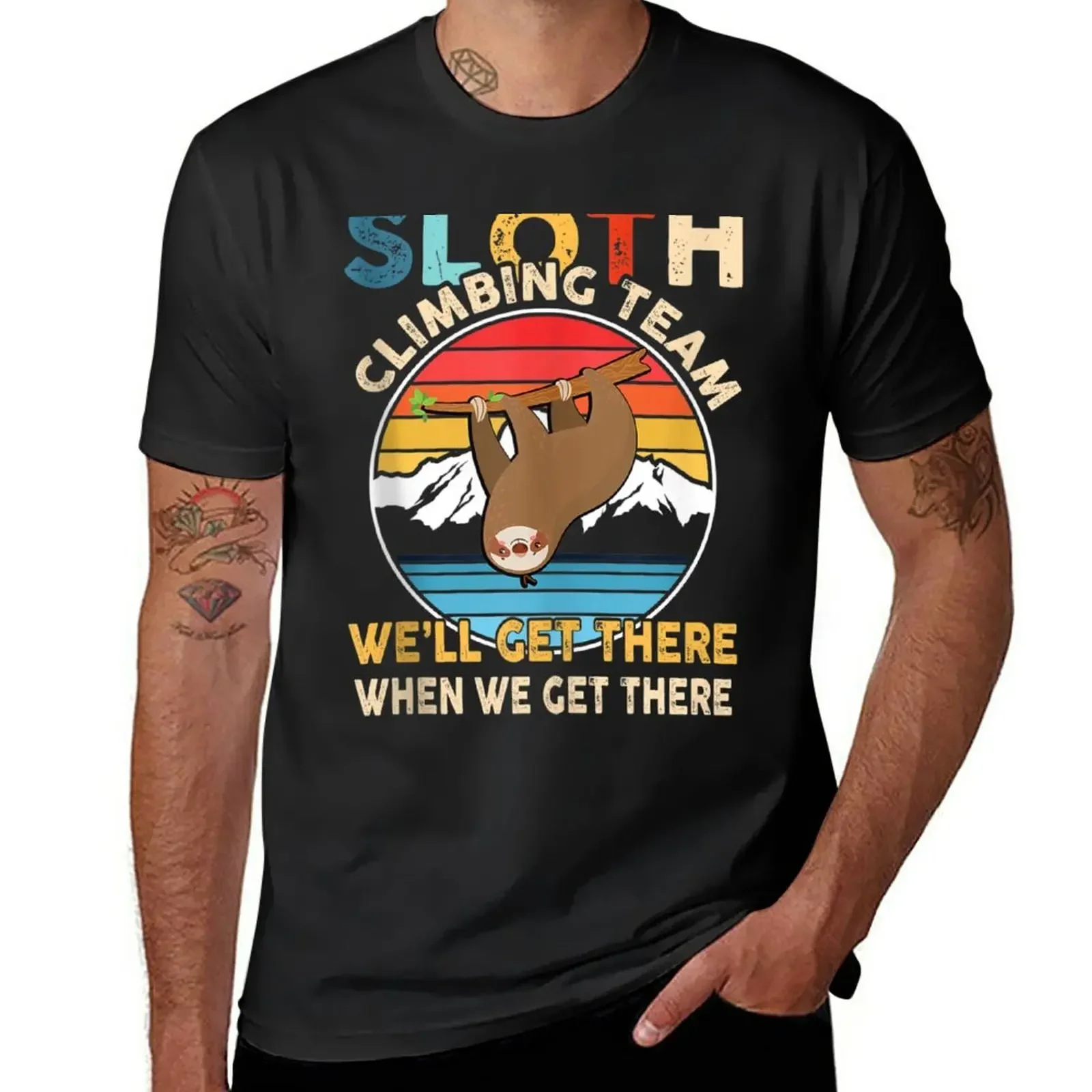 heavyweights customs summer clothes mens plain t shirts Sloth Climbing Team Retro Vintage Hiking Climbing T-Shirt  streetwear