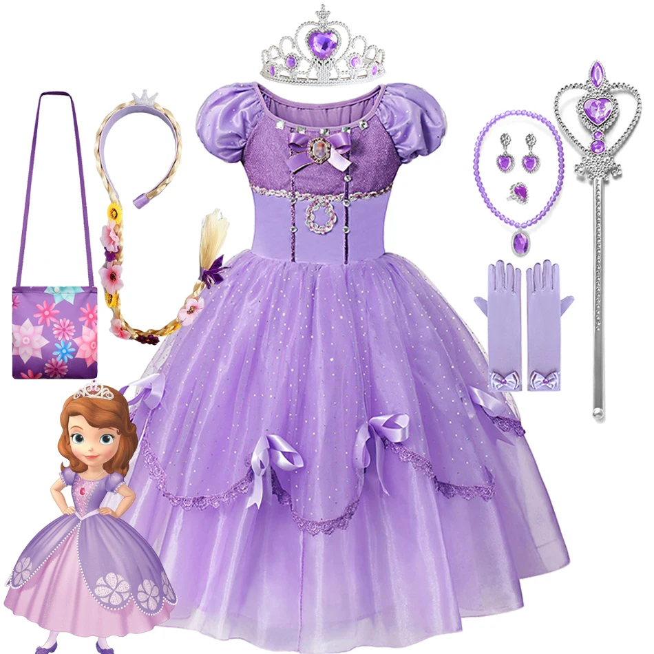 Disney Sofia Princess Girl Party Dress Up Fancy Kids Birthday Cosplay Halloween Sofia the First Costume Dress