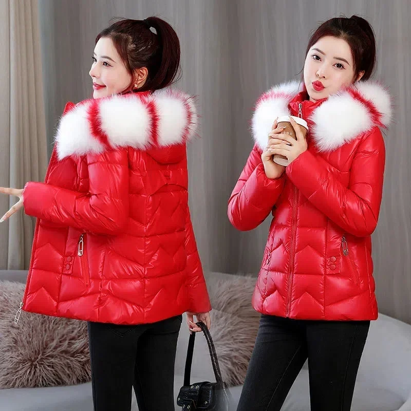 

2023 New Women's Winter Jacket Thicken Warm Parka Coat Loose Bread Coat Fur Collar Hooded Cotton Padded Parkas Jackets Outwear