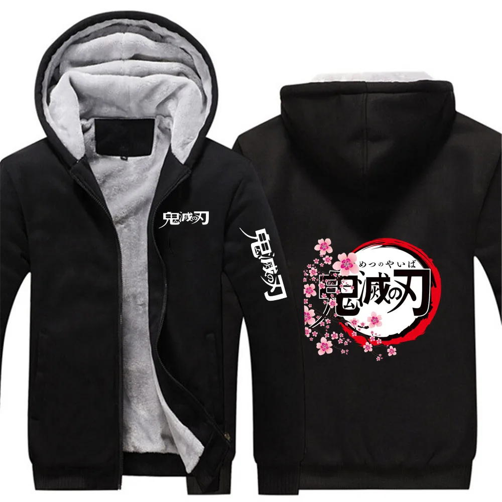 Anime Demon Slayer 2025 New Men Zip Up Hoodies Casual Fleece Sweatshirt Half Dome Full Zip Hooded Thicken Warm Coat Jacket view 6