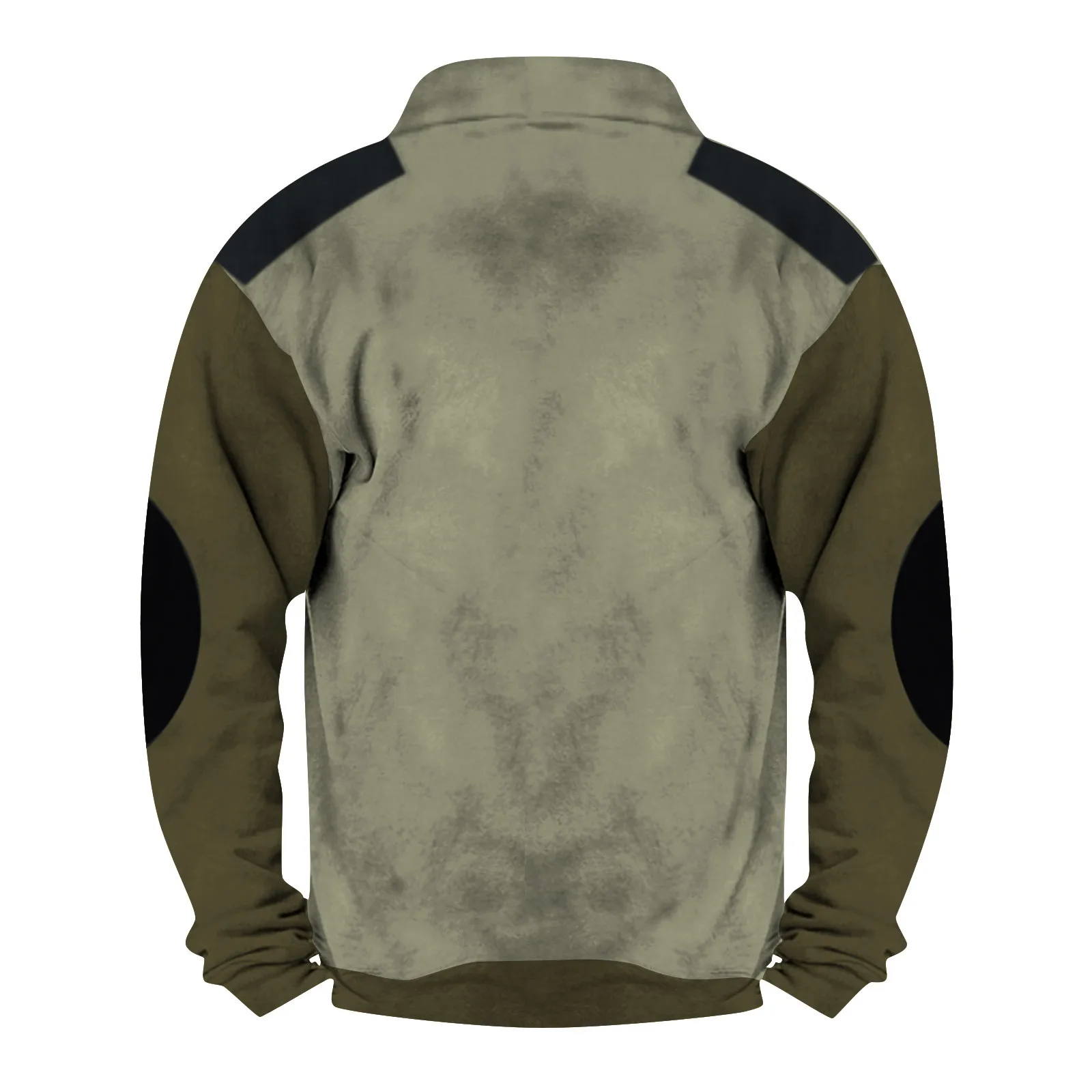 الرجال Vintage طباعة فضفاض البلوز ، طويلة الأكمام البلوز ، الوقوف طوق ، نصف البريدي ، موضة عادية ، الخريف والشتاء