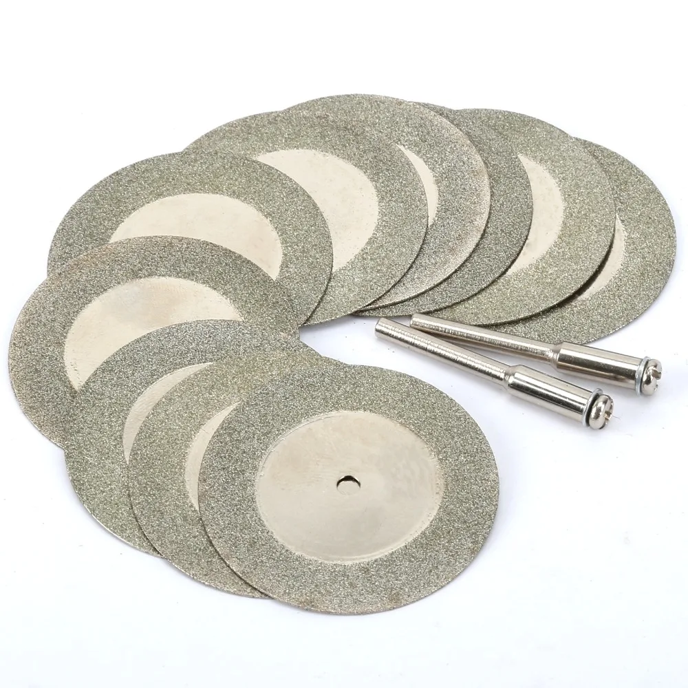 Imagem -02 - Mini Diamante Lâmina de Serra Diamante Corte Discos Roda com Peças Conexão mm Haste para Dremel Broca Ajuste Ferramenta Rotativa 10 Peças 40 mm