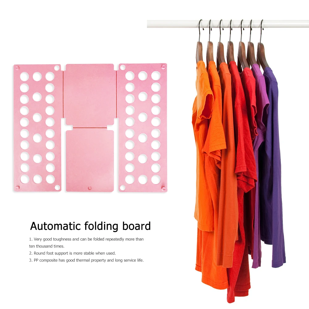 

Plastic Clothes Folding Board Kids Shirt Folder Home Storage Tool (Pink)