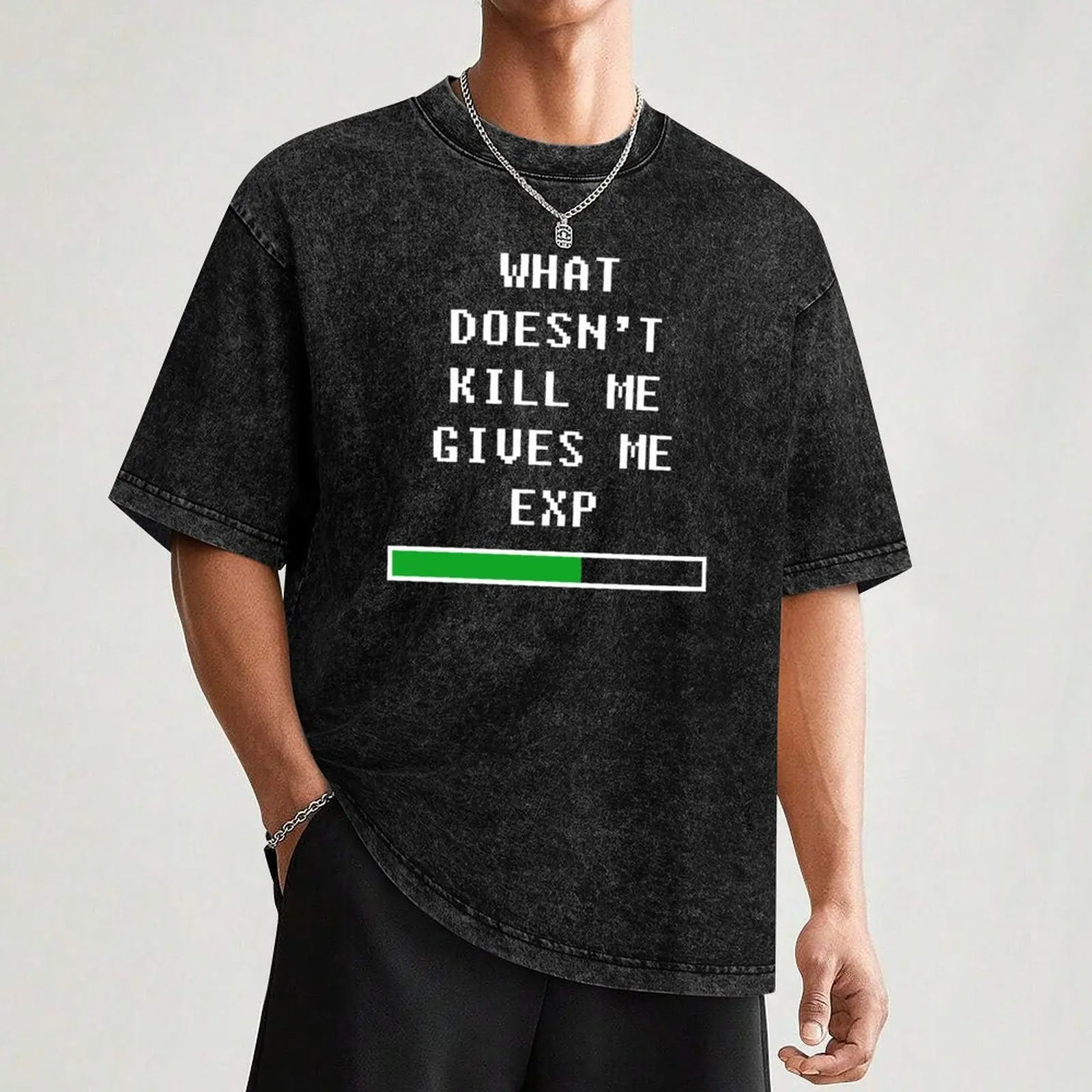 What doesn't kill me, gives me exp (white) T-Shirt Water Resistant Casual T-Shirt