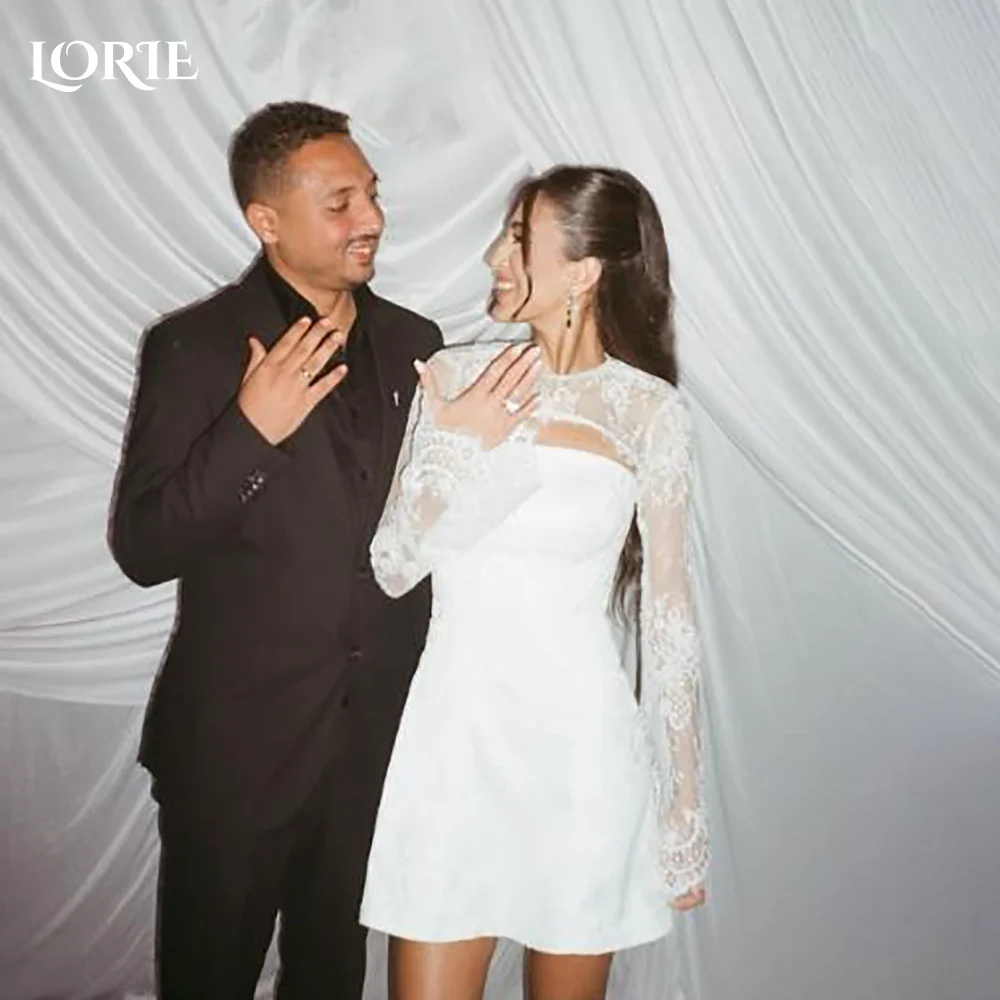 

LORIE Vintage Lace Short Mermaid Wedding Dress Pearls Appliques Strapless Corset Mini Bridal Gown Princess Bride Gown Customized
