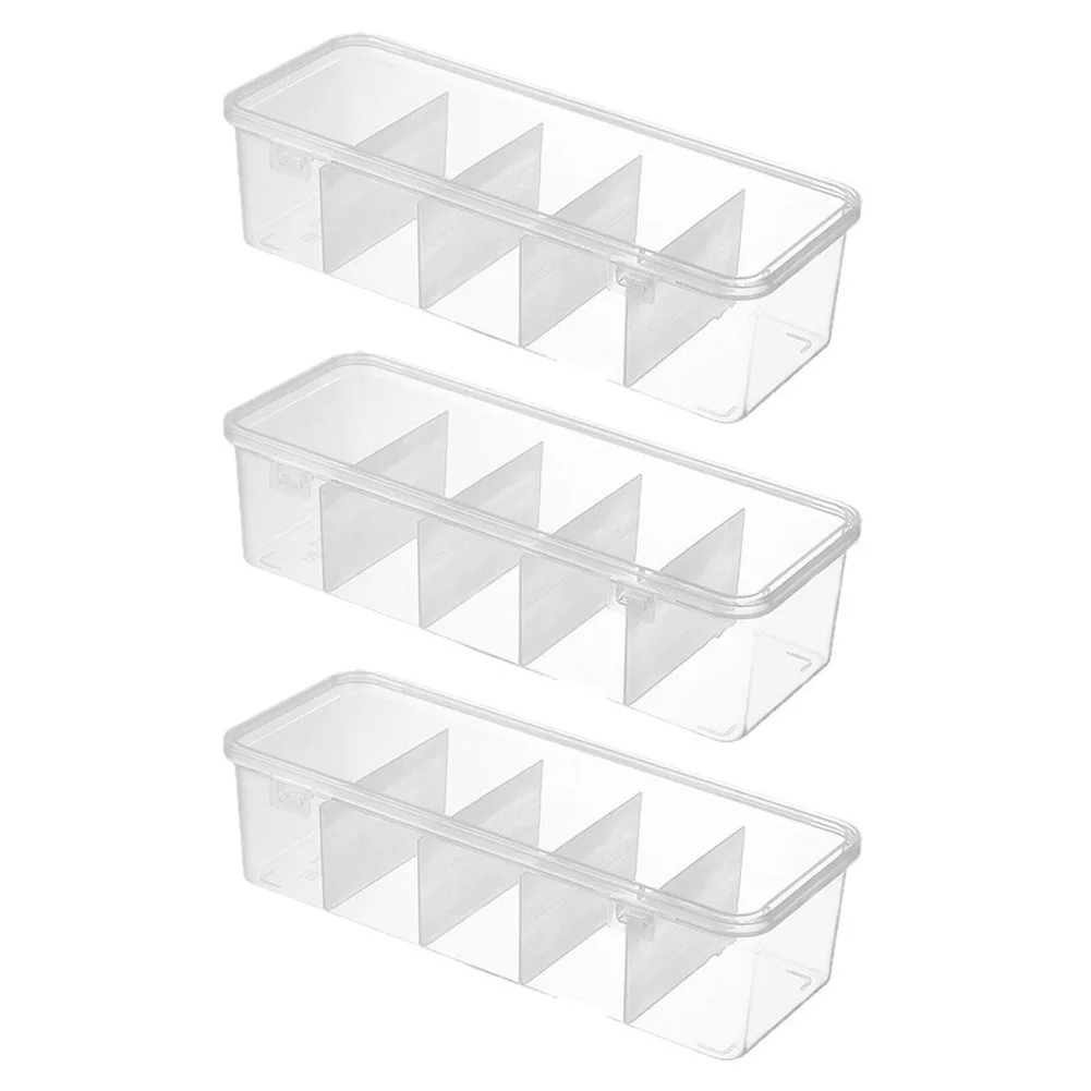 Cable Management Boxes 3 Pack Clear PP Material with Snap Closure for Desk Cable Sorting and Electronic Accessory Organization