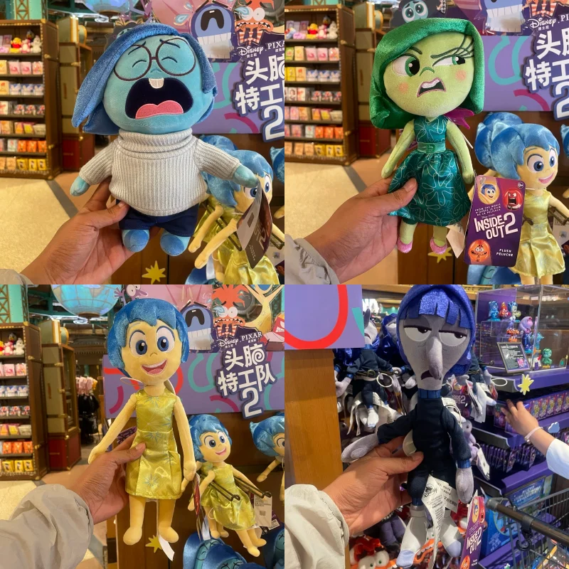 Peluche de Disney Inside Out 2, Alegría y Tristeza, Juguete de Peluche de Anime, Coleccionable para Niños, Mercancía de Películas, Peluche de Dibujos Animados