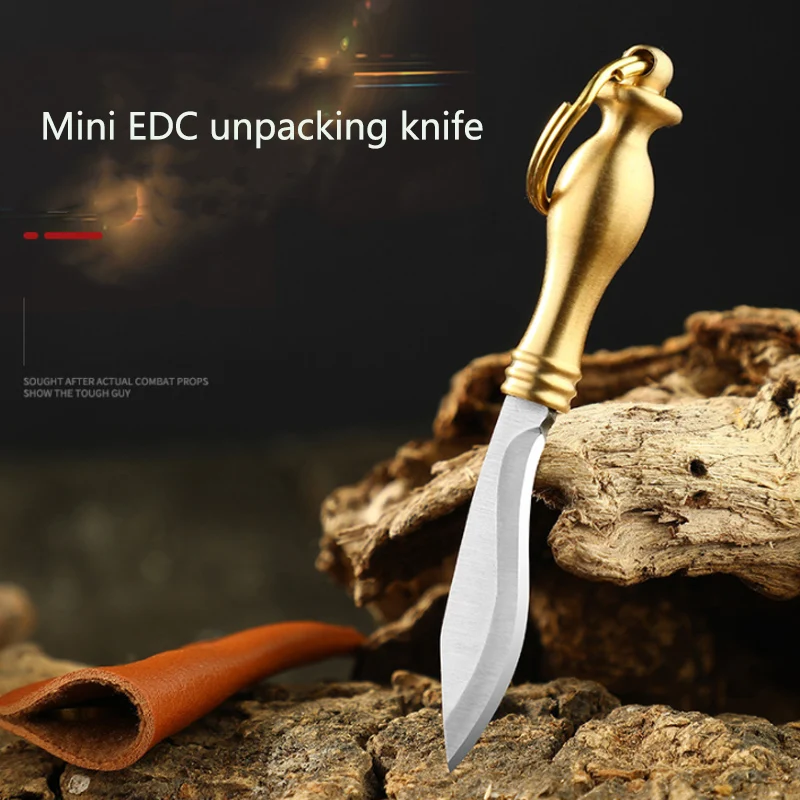 

Brass Mini Knife Pocket Letter Unpacking Express EDC Camping Outdoor Knife Gift Key Pendant Emergency Tool Folding Knife