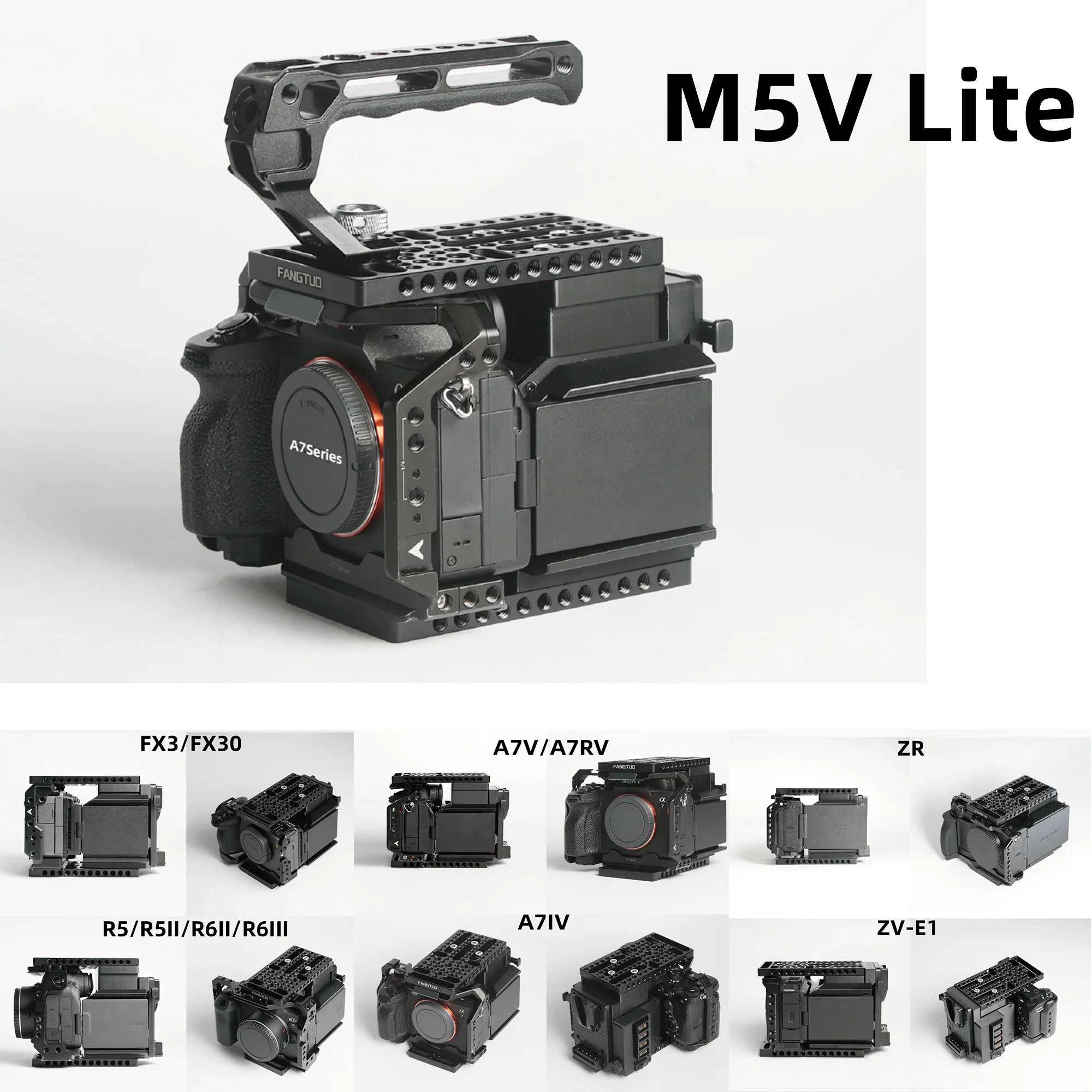 FANGTUO M5V Lite Universal Camera Cage Video Rig for Sony Canon Panasonic Nikon DSLR Mirrorless Filmmaking