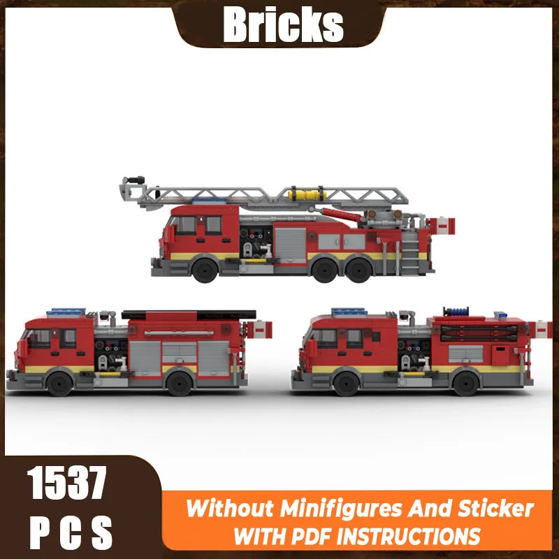 MOC Building Blocks Model Los Angeles Fire Department Extinguishing Train Brick Toy