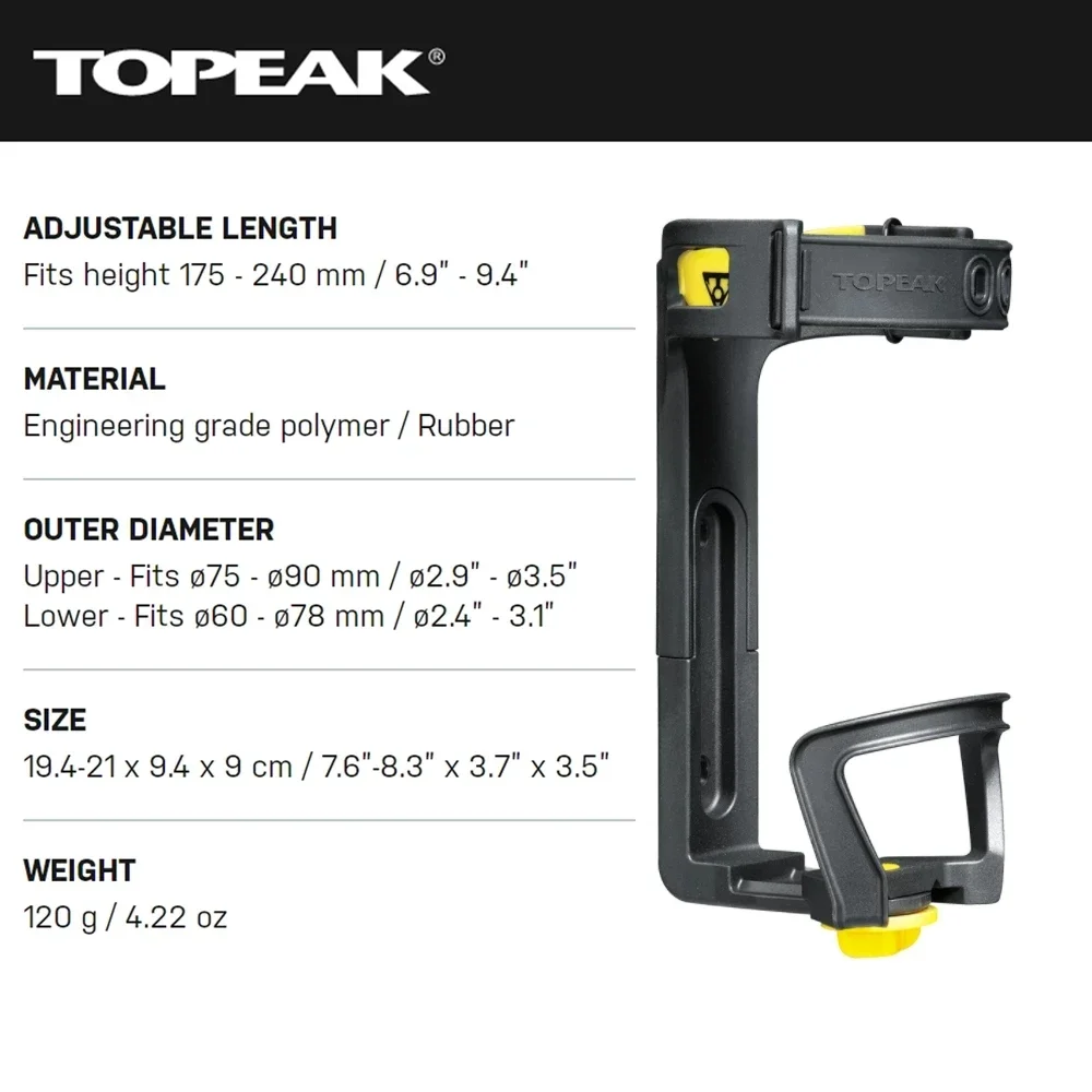 Topeak tmd07B Modula Java Adjustable Water Bottle/Travel Mug Cage engineering grade plastic for carrying a travel mug of coffee