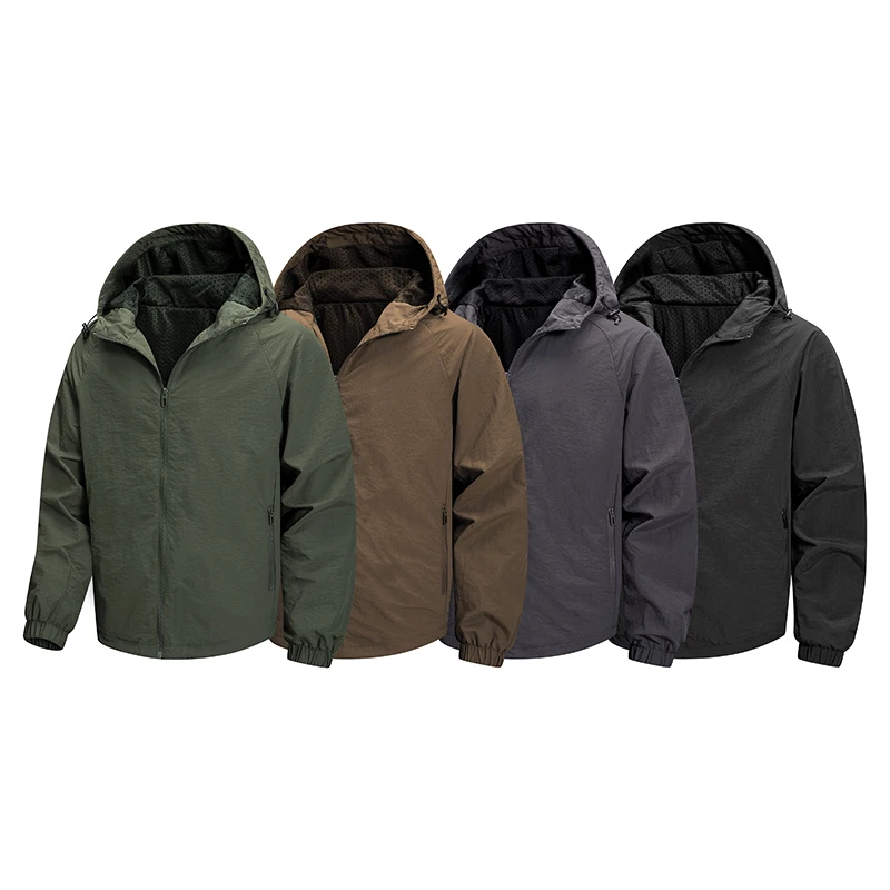 Spring Autumn New Workwear Jacket Men's Stretch Outdoor Stand Up Collar Jacket Male Windbreaker High-quality Solid Color Jacket