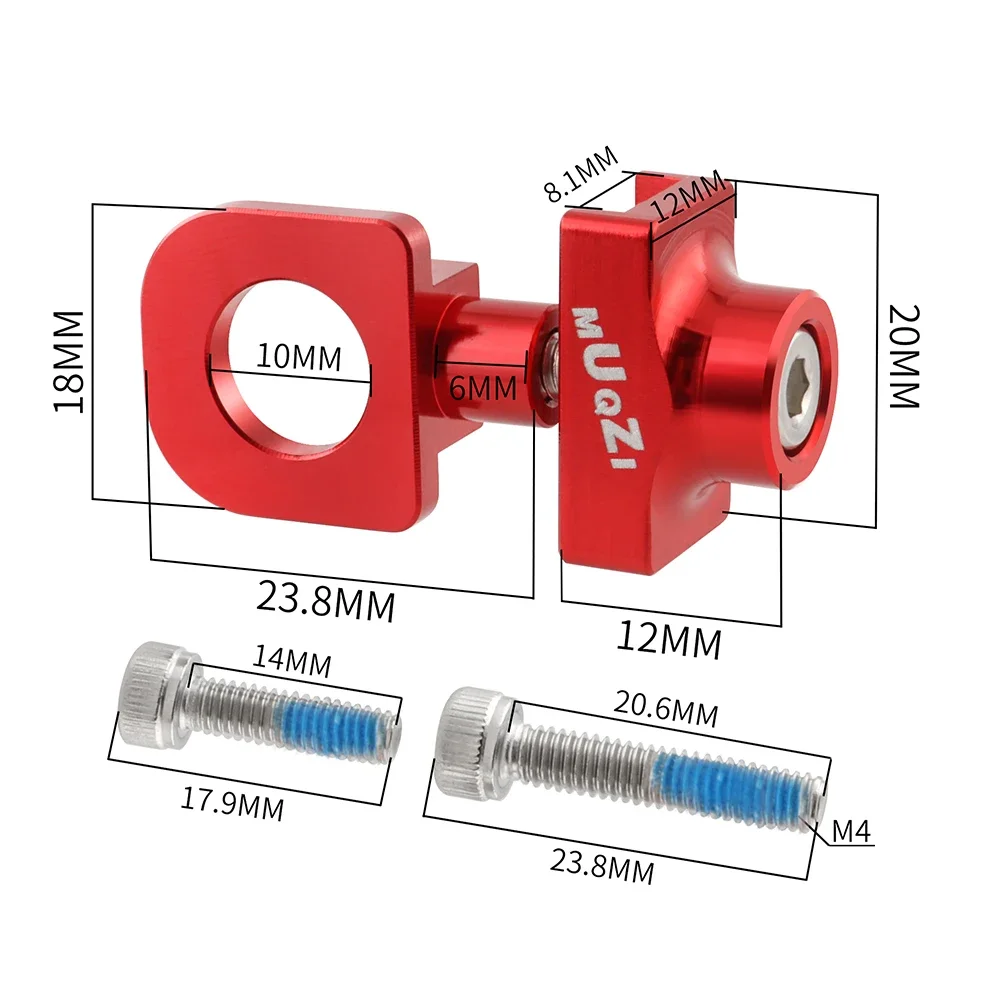 Single Speed Bike Chain Tensioner Bolt Screw Cycling Chain Adjuster Aluminum Alloy Tensioners Fixed Fastener Bicycle Accessories