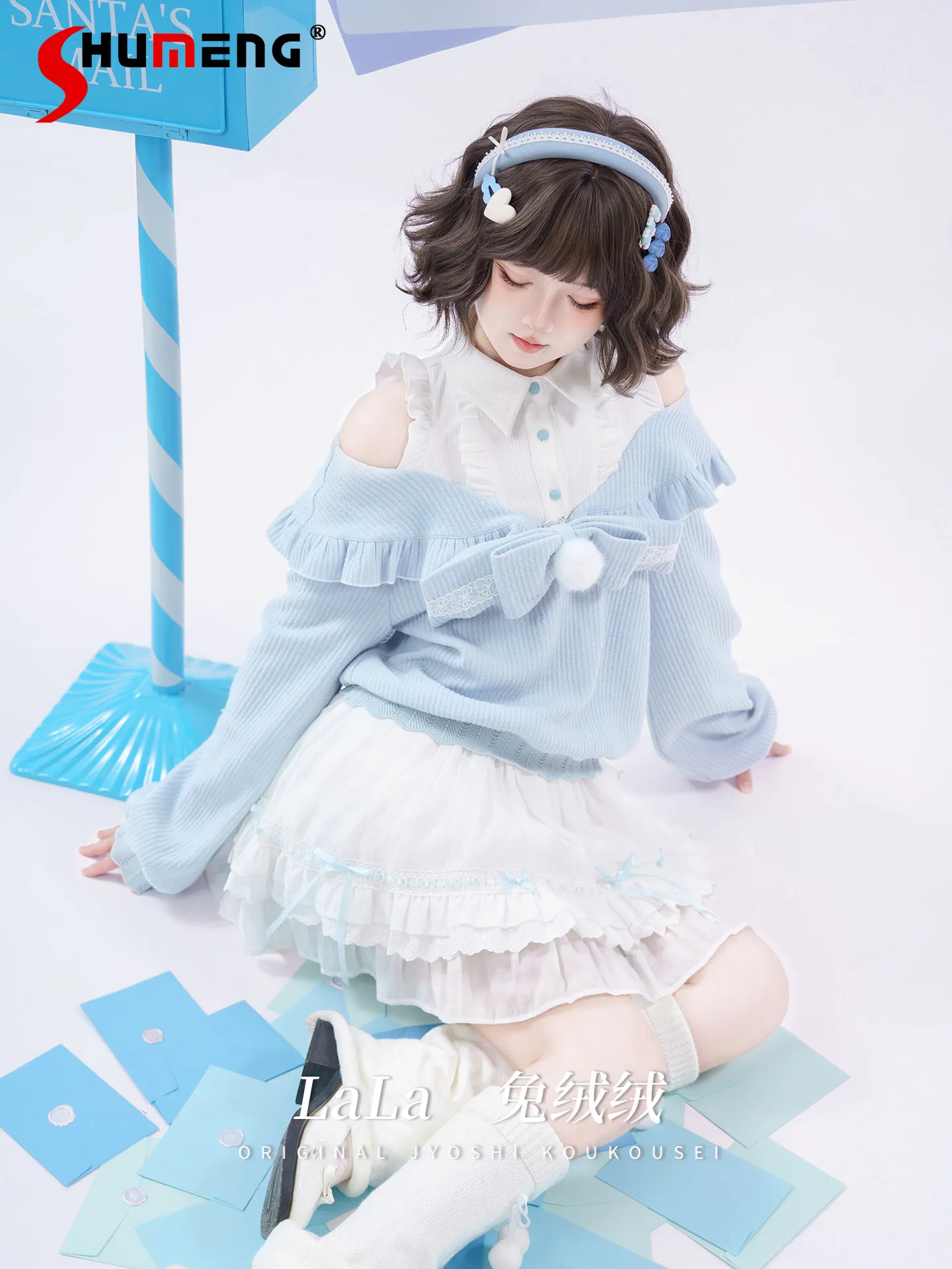 

Spring Kawaii Lolita Style 2 Piece Set Women Sweet Cute Bow Knit Sweater Tops Lace Mini Cake Skirts Female Harajuku Y2k Outfit