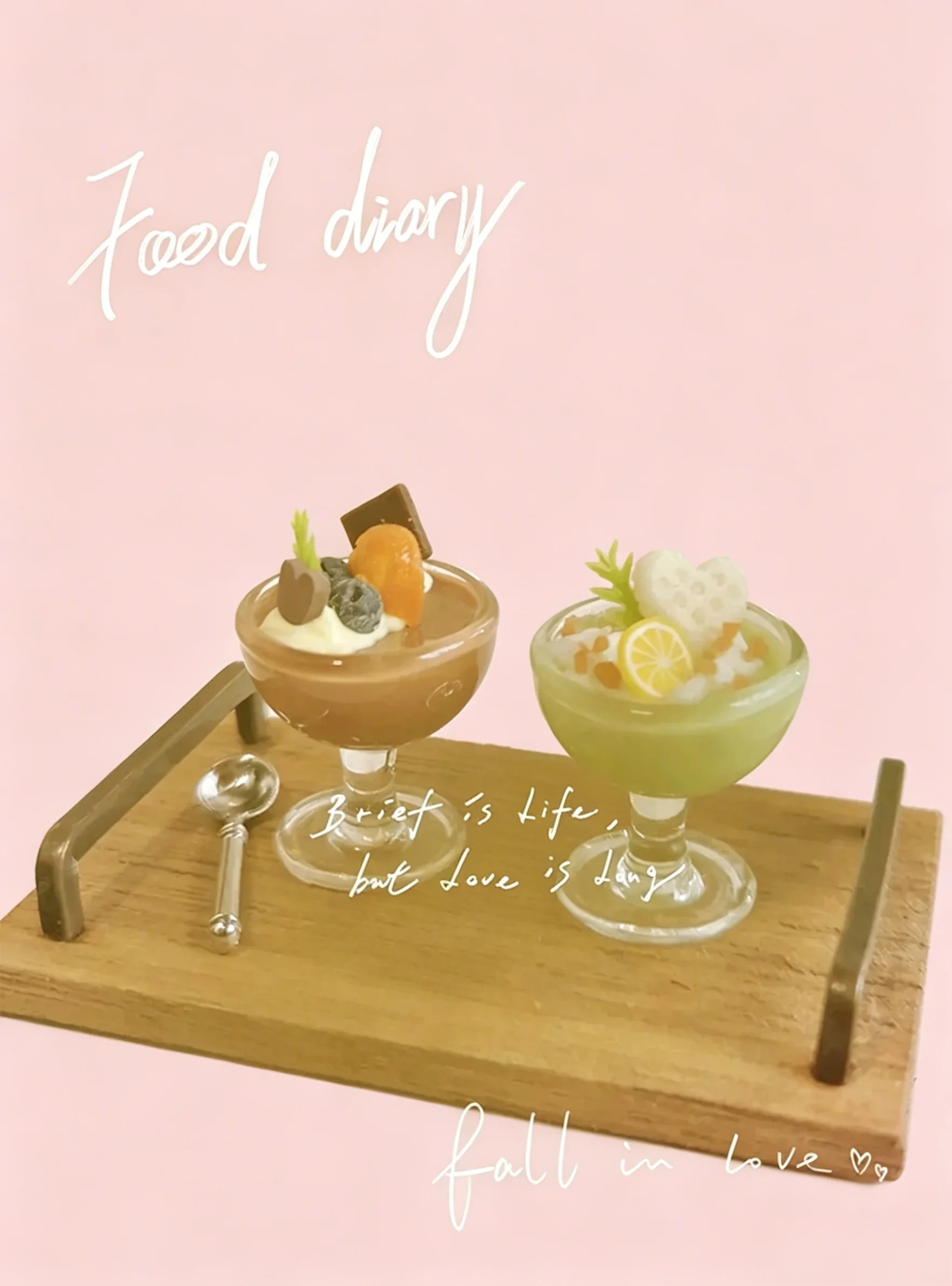 1/12 Scale Resin Mini Mousse Cup Charms, Simulation Fruit Dessert Model for Dollhouse Scene Decor