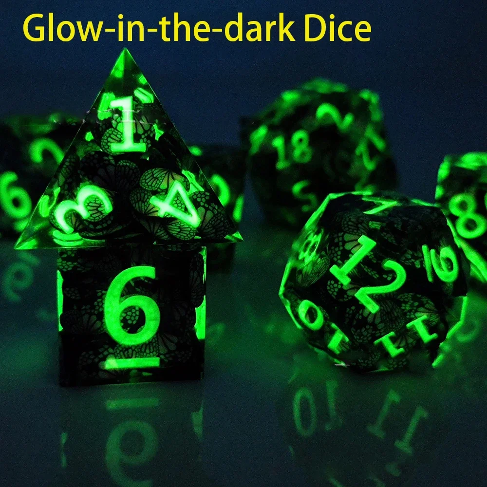 DND Glow-in-the-dark Dice Butterfly Polyhedral Resin Dice D+D Set For Dungeon and Dragon Pathfinder Role Playing Game(RPG)/MTG