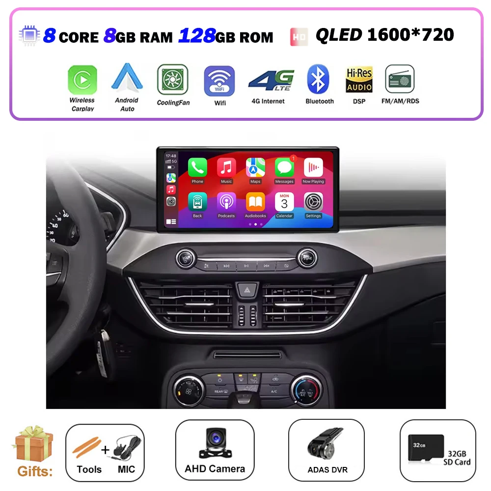 10.33 Inch Android 16 Voor FORD Focus 2019-2022 Autoradio Multimedia Video Player GPS Navigatie Stereo 360 Camera BT DSP Carplay