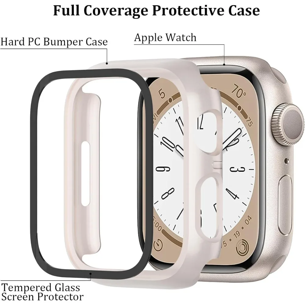 6Pack Screen Protective for Apple Watch Case Compatible with 40mm/44mm Multiple PC Full Protective Cover Suitable for Apple