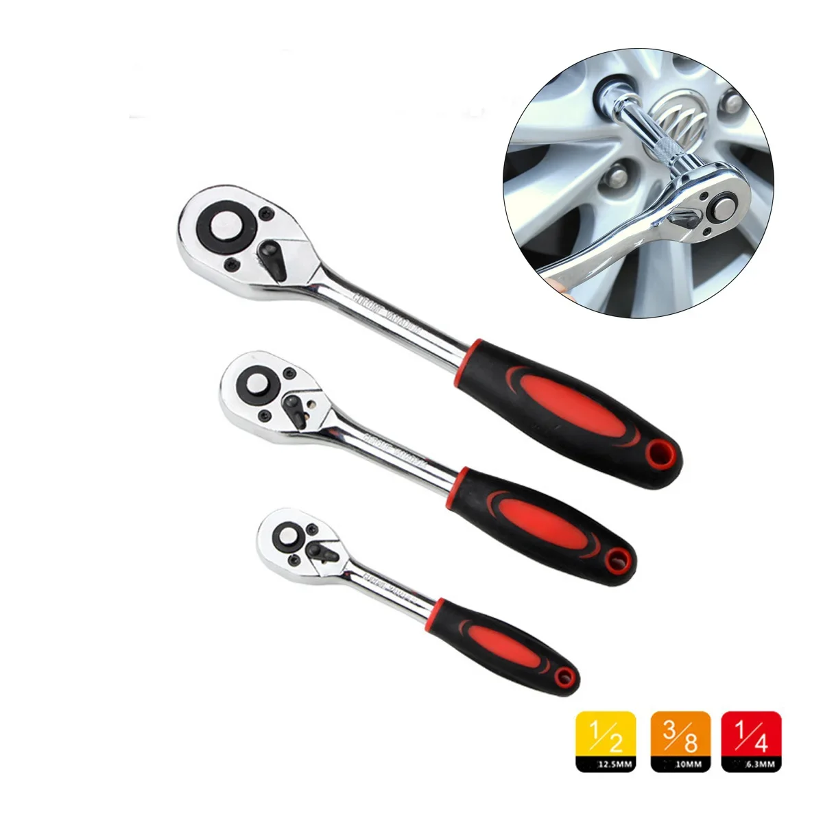 

1/4 ",3/8" and 1/2 "Quick Ratchet Wrench Quick Drop Socket Wrench Chrome Vanadium Steel Labor-saving Tool